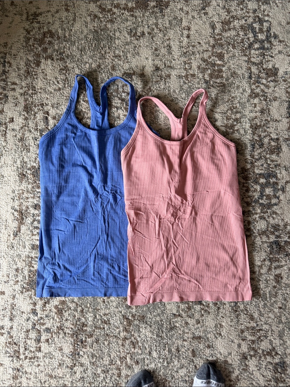 lululemon athletica Ribbed Racerback Tank Pair - Blue and Pink